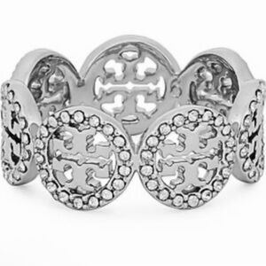 🎁 Tory Burch Miller Silver Pave Ring NWT